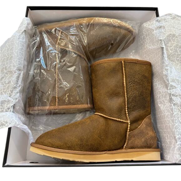 Australia Luxe Collective Men’s Cosy Short Shearling Boots Size 9 Chestnut Brown - Picture 5 of 6